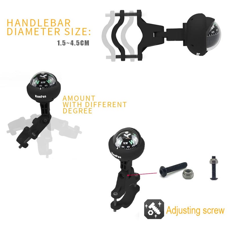 KanPas V39-2 Ball Compass with Fixture for Bicycle Motorcycle - Image 5